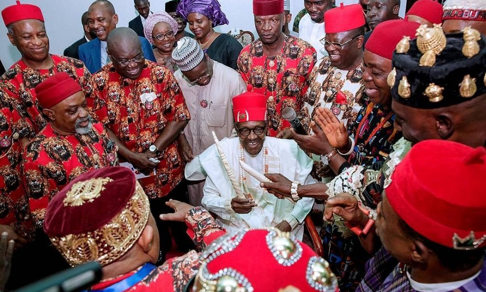 Photo Speak:President Buhari Commissions Project, Receives Chieftaincy Tittle In Ebonyi