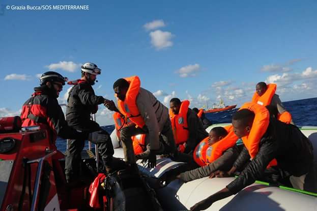 Photos: 115 African Migrants Including 11 Women, A Baby And 31 Children Rescued From Rubber Boat Off Libyan Coast