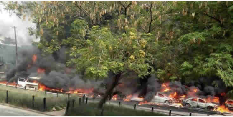 over 20 cars burnt in festal explosion
