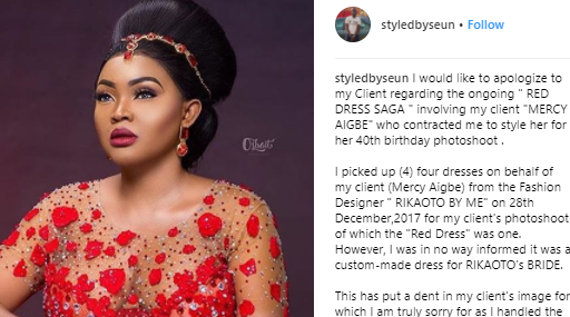 Mercy Aigbe's Stylist Takes Responsibility For The Mistake In The Red Dress Scandal