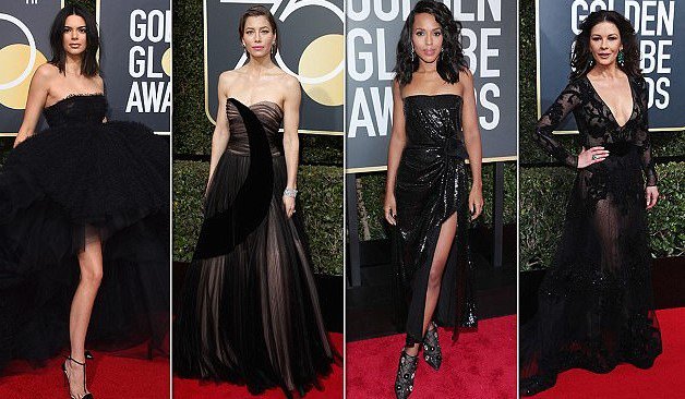 Red Carpet Photos Of Hollywood Celebrities At The Golden Globe Awards All Dressed In Black To Protest Sexual Harassment In The Industry