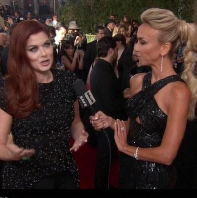 Debra Messing and Eva Longoria call out E! for wage inequality during E! interview on red carpet