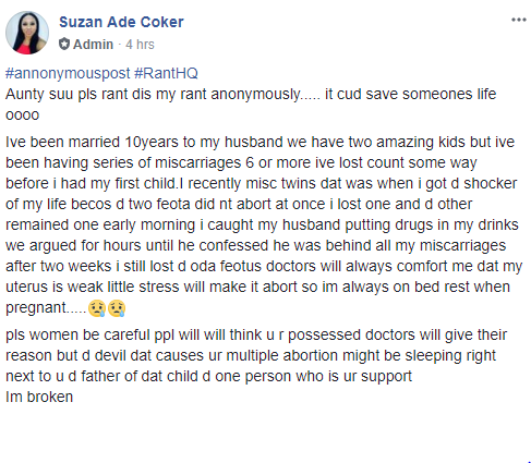 Nigerian Woman, Who Suffered Numerous Miscarriages, Shares How She Discovered Her Husband Had Been Poisoning Her Drink