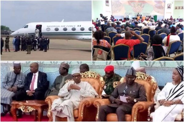 President Buhari Arrives Benue State, Meets With Stakeholders Over killings