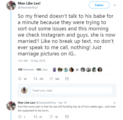 Nigerian Man’s Girlfriend Gets Married Two Weeks After Quarrel