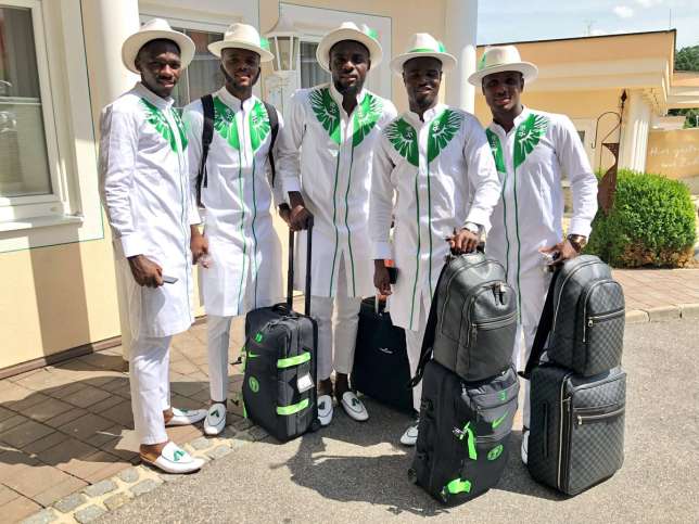 Despite being voted as the team with the most stylish jersey at the world cup, the Super Eagles are not done with fashion yet as they are spotted wearing ankara material at the airport en route Russia.