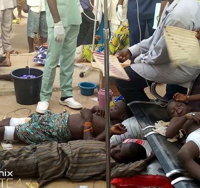 Photo: Children Injured In Zamfara Attack On The Floor At Specialist Hospital Gusau