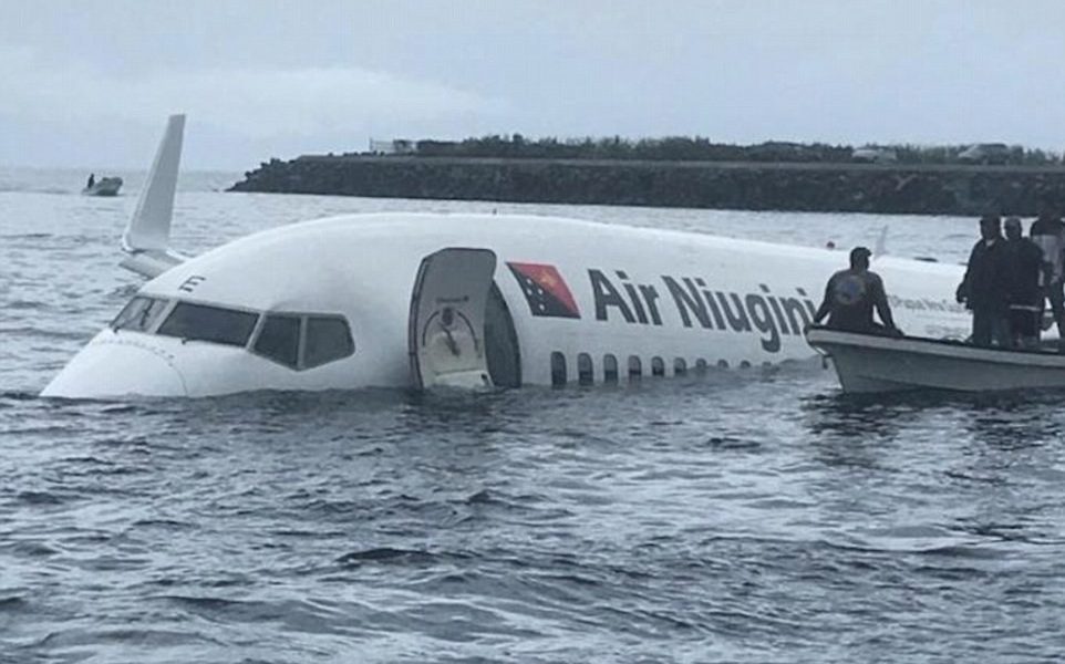 Plane Overshoots Runway In Micronesia Crash Lands In The Ocean And 47 Passengers And Crew Miraculously Survive (Photos/Video)