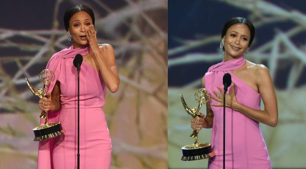 Thandie Newton found religion and God on Monday night at the Emmy Awards, after she won the supporting drama actress award at the 70th Annual Primetime Emmys for “Westworld”. I don’t believe in God but I’m going to thank her tonight – Thandie Newton lailasnews Share Thandie Newton who gave a speech while accepting her supporting drama actress award for playing Maeve on the HBO sci-fi series, said: “I don’t believe in God, but I’m going to thank her tonight.” She also told the audience: “I am so blessed. I am so f***ing blessed…” At this point the actress clapped her hand over her mouth as she realised she’d dropped the expletive – to more cheers from the audience. “To work with the people that I have gotten to work with,” she said. “The cast and crew of – I can’t believe I’m here – the cast and crew of Westworld, I love you all so much.” “My family, my daughter Ripley turns 18 today and I get to guide you and love you and protect you, which is my north star, I love you so much baby,” she said. “Thank you, thank you for this,” she concluded, before walking offstage with The Handmaid’s Tale stars Elisabeth Moss and Samira Wiley, who had presented her with the award. Thandie Newton beat The Handmaid’s Tale stars Ann Dowd, Yvonne Strahovski and Alexis Blediel, Game of Thrones’ Lena Headey, Millie Bobby Brown from Stranger Things, and Vanessa Kirby from The Crown to win the award. She revealed that the day was all the more special because it was her daughter’s 18th birthday. It was Newton’s second nomination and her first win at the Emmys. She was previously nominated for the same role in Westworld last year. The event which was Co-hosted by Saturday Night Live’s Colin Josh and MIchael Che, the ceremony saw Game of Thrones emerge as the biggest winner on the night, while Atlanta fans were left disappointed as the acclaimed FX comedy left empty handed.