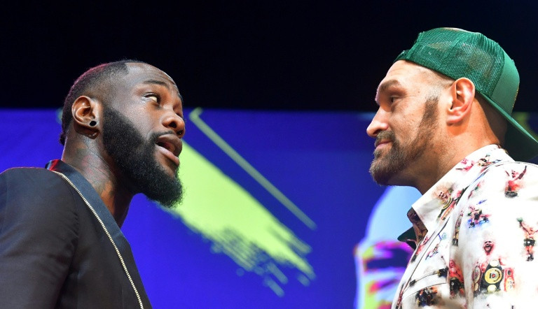 Deontay Wilder and Tyson Fury during a press conference held for February 22 rematch