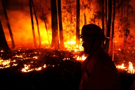 Firefighters monitoring fires between the towns of Orbost and Lakes Entrance in east Gipplsland in Australia