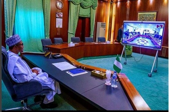 President Buhari teleconferencing