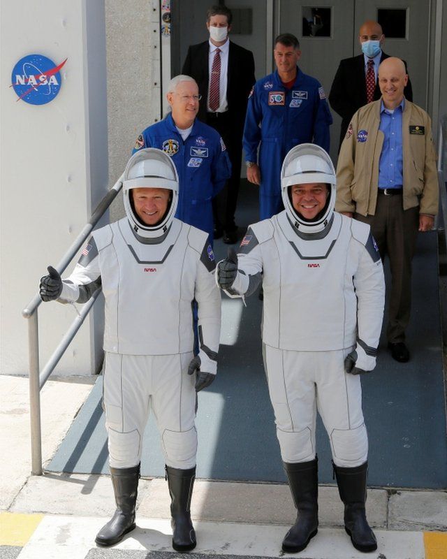 Two veteran American astronauts Robert Behnken and Douglas Hurley