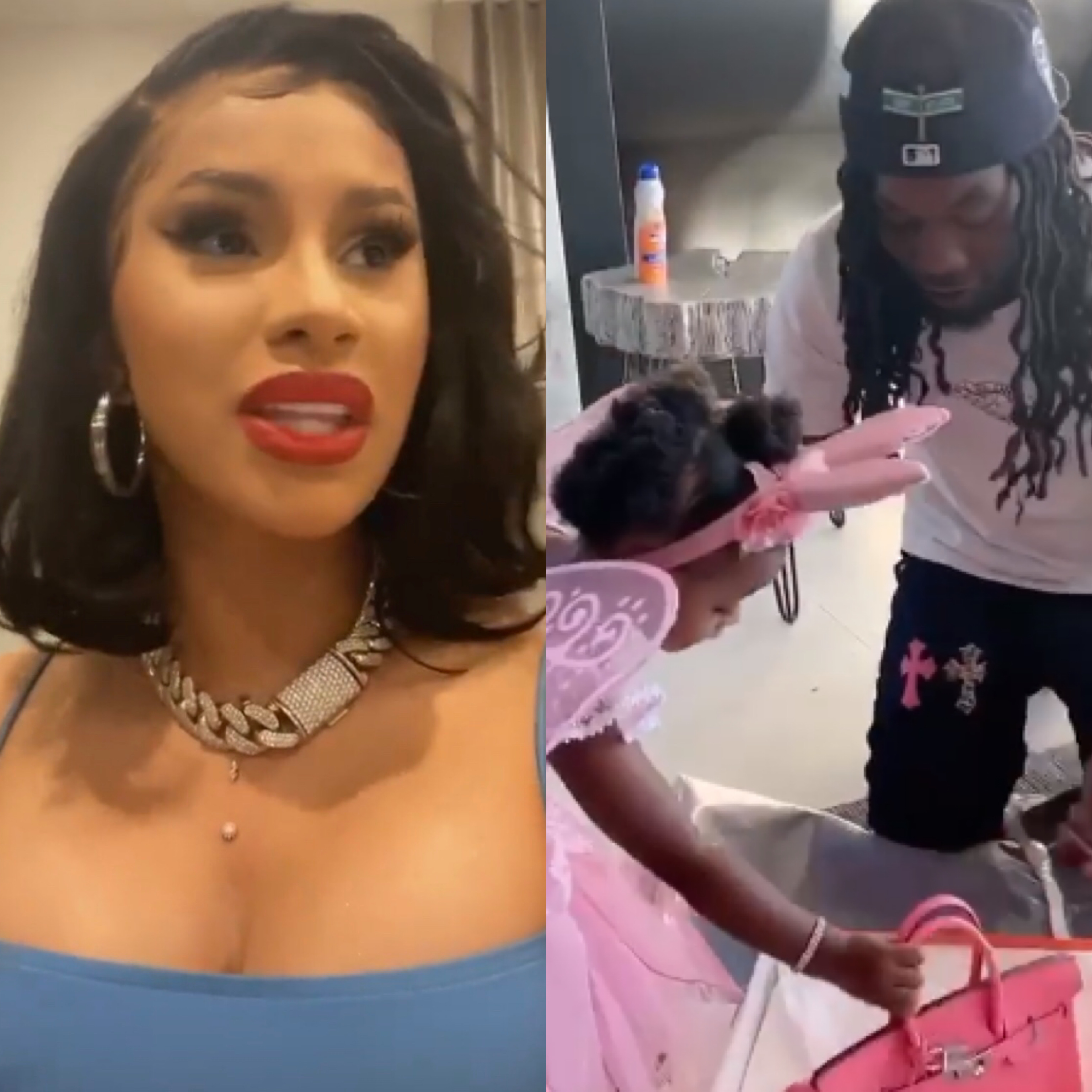 Cardi B Defends Husband Offset After Getting Called Out For Gifting 2-Year-Old Daughter Kulture $8,000 Birkin Bag For 2nd Birthday