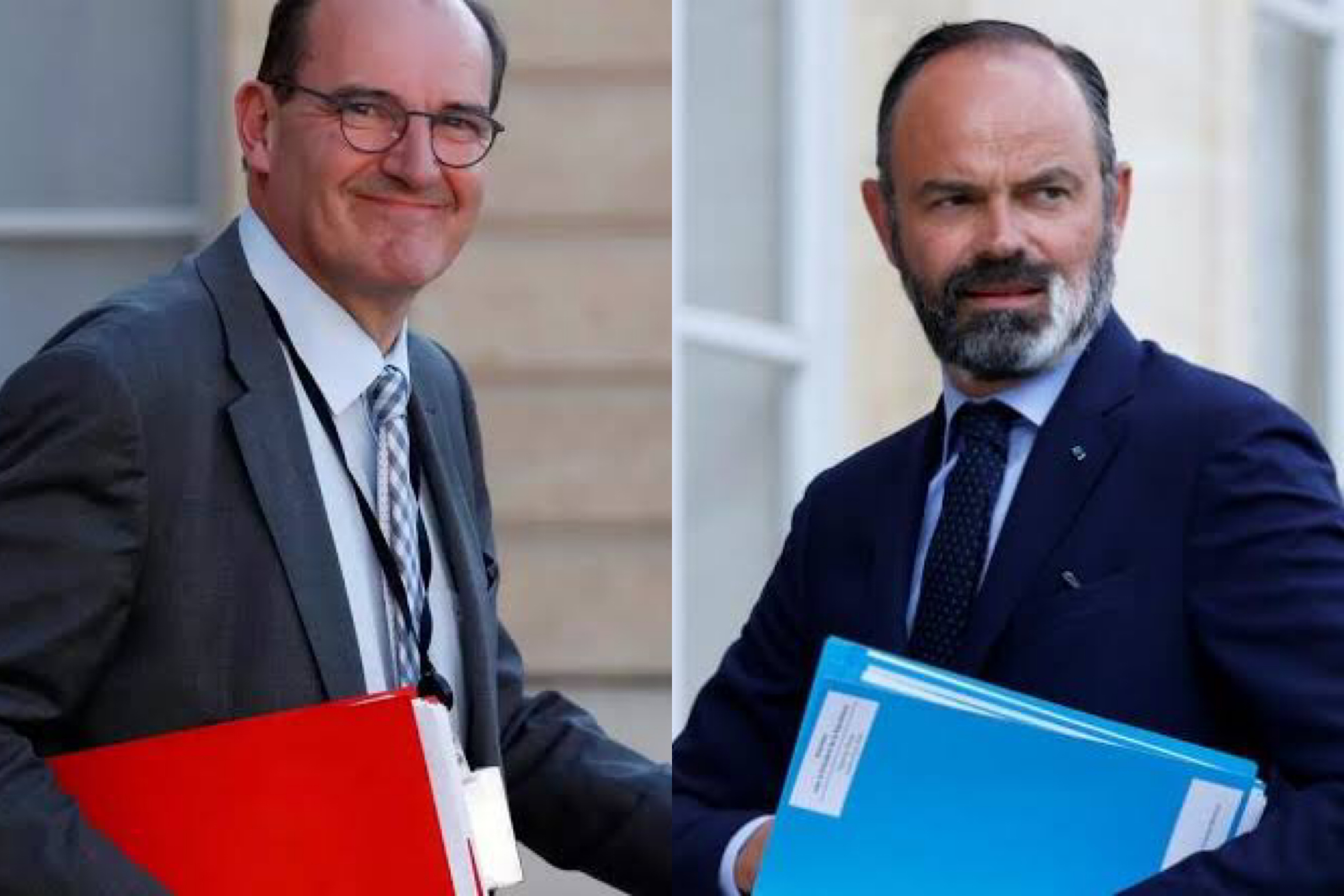 L-R: New French PM, Jean Castex and former PM Edouard Philippe