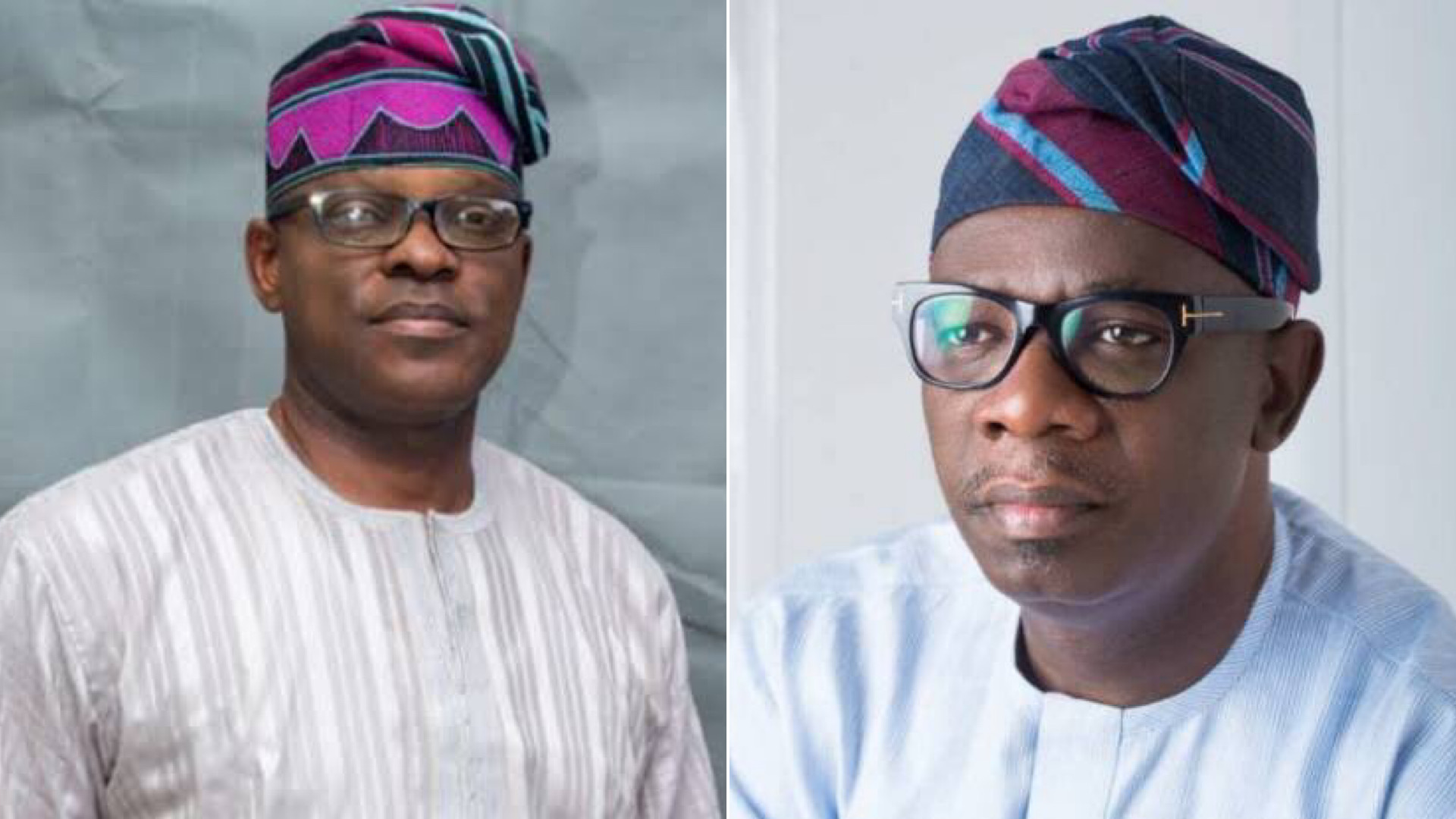 L-R: Candidate of the Peoples Democratic Party in the October 10 governorship election in Ondo State, Mr Eyitayo Jegede and Zenith Labor Party candidate, Agboola Ajayi