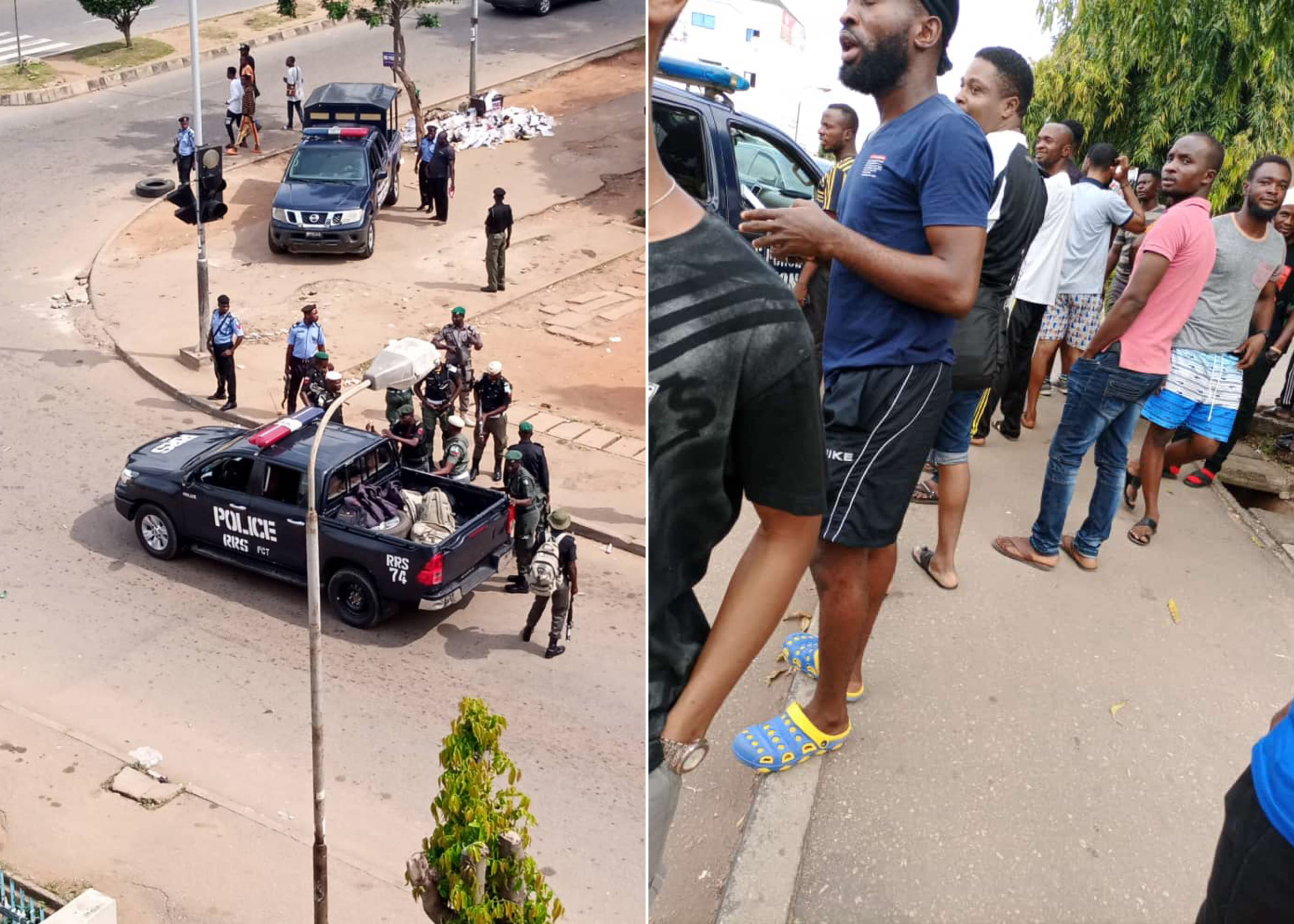 Security Operatives Shoot To Disperse Crowd Attempting To Loot COVID-19 Palliatives In Abuja