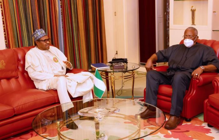 Buhari Meets TY Danjuma At Aso Rock