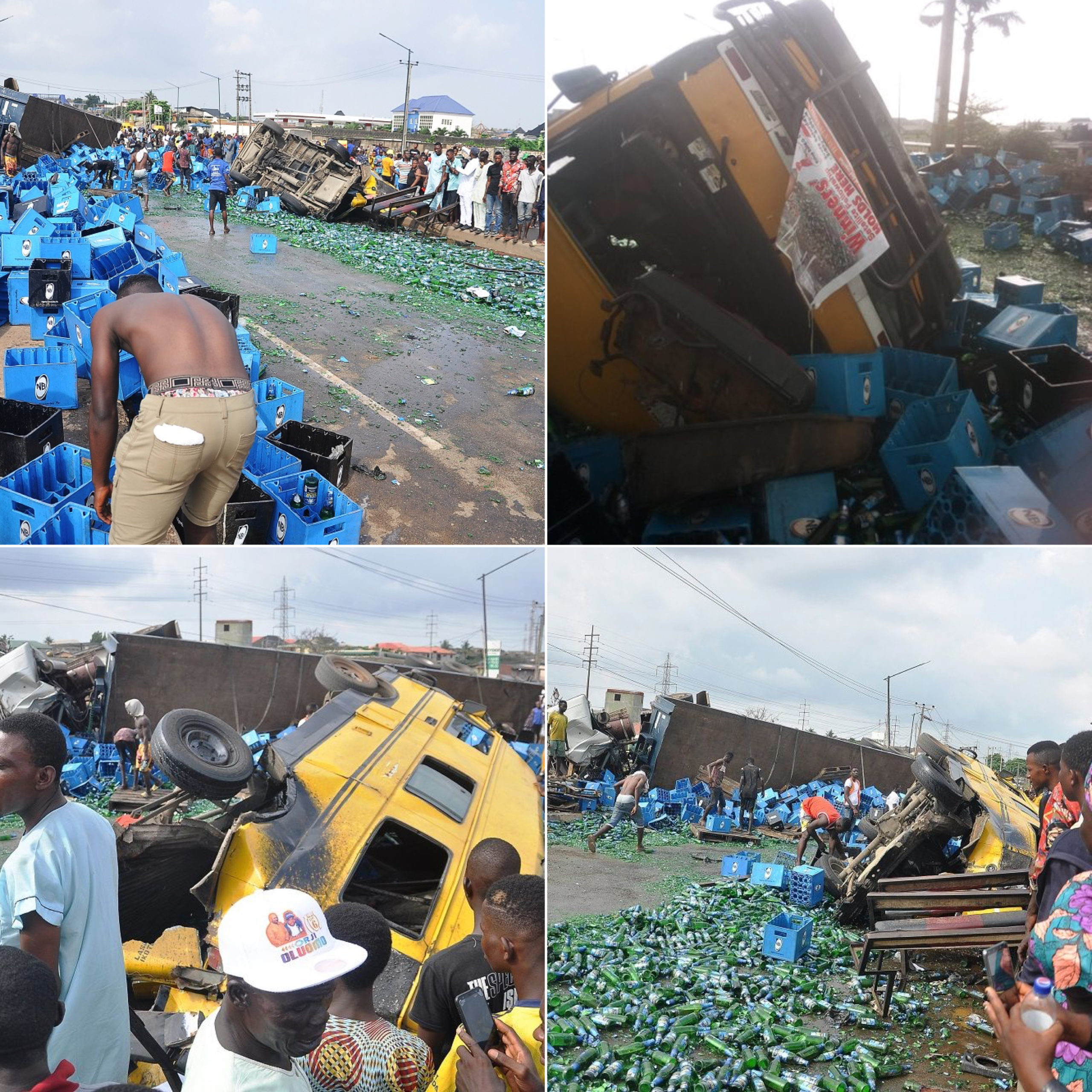 Two Dead, Many Injured As Trailer Conveying Drinks Collides With Bus At Iyana-Ipaja