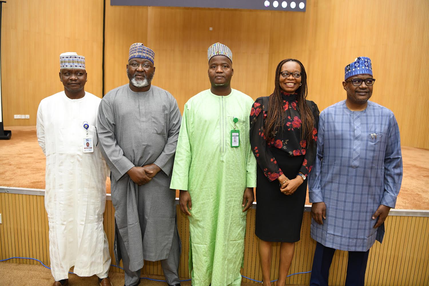L-R: Abubakar Maina, Project Director, Broadband Implementation Steering Committee (BISC); Ubale Maska, Executive Commissioner, Technical Services, Nigerian Communications Commission (NCC) and Chairman, BISC; Dr. Usman Abdullahi, Director, Information Technology (IT) Infrastructure, National IT Development Agency (NITDA) and Vice-Chairman, BISC; Kelechi Okonta, Managing Director, Zinox Technologies Limited; Ibrahim Dikko, Managing Director, Backbone Connectivity Limited, during the first stakeholder consultation with telecommunication industry players on the implementation of the new national broadband plan held in Abuja on Tuesday (November 3, 2020)
