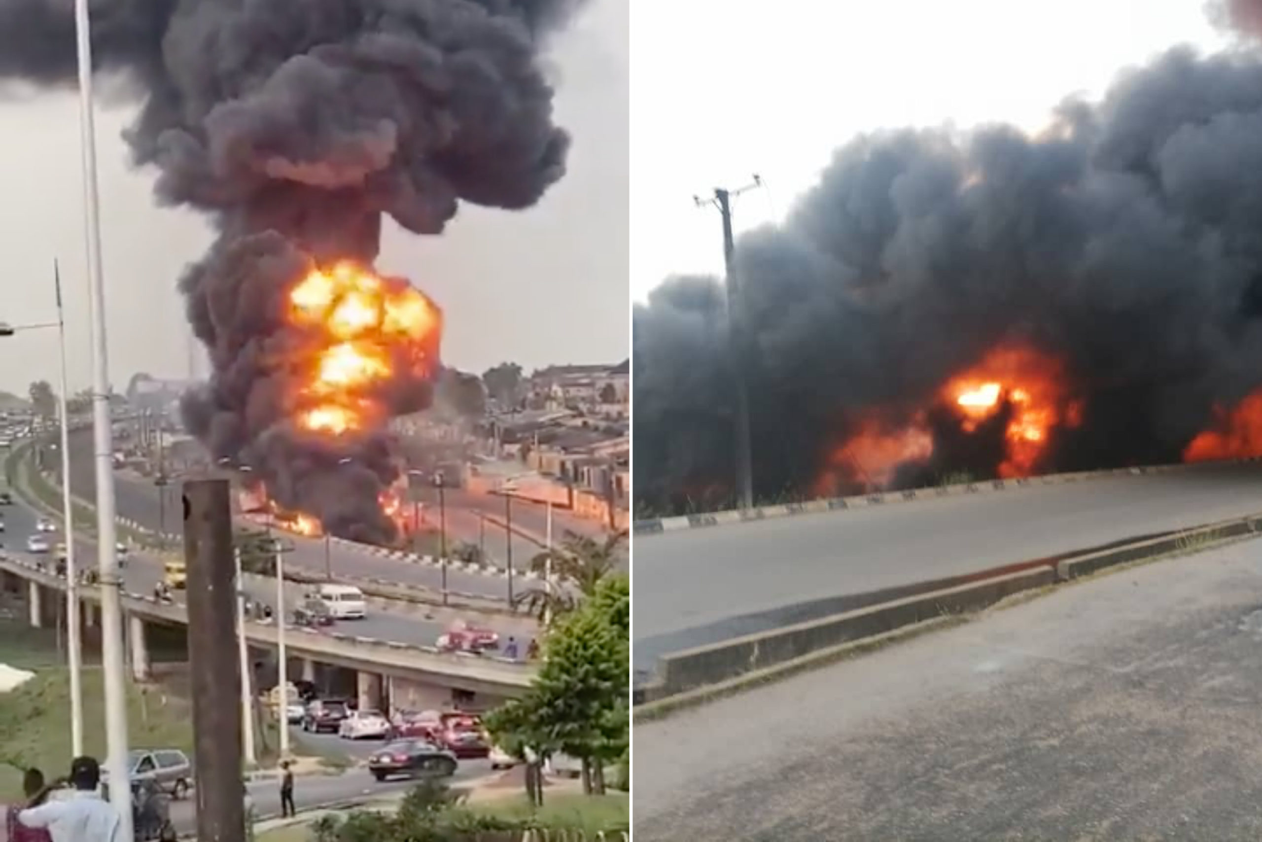 Petrol Tanker Explodes On Otedola Bridge, Lagos