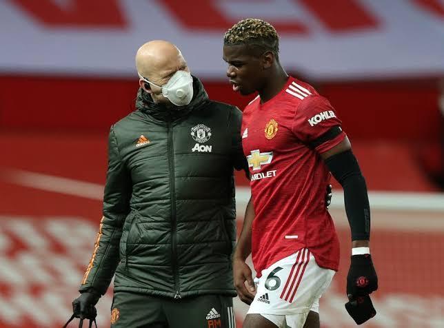 Manchester United player, Paul Pogba was substituted in the first half against Everton on Saturday.