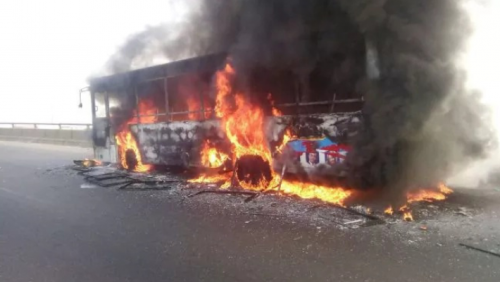 Panic As BRT Bursts In Flames