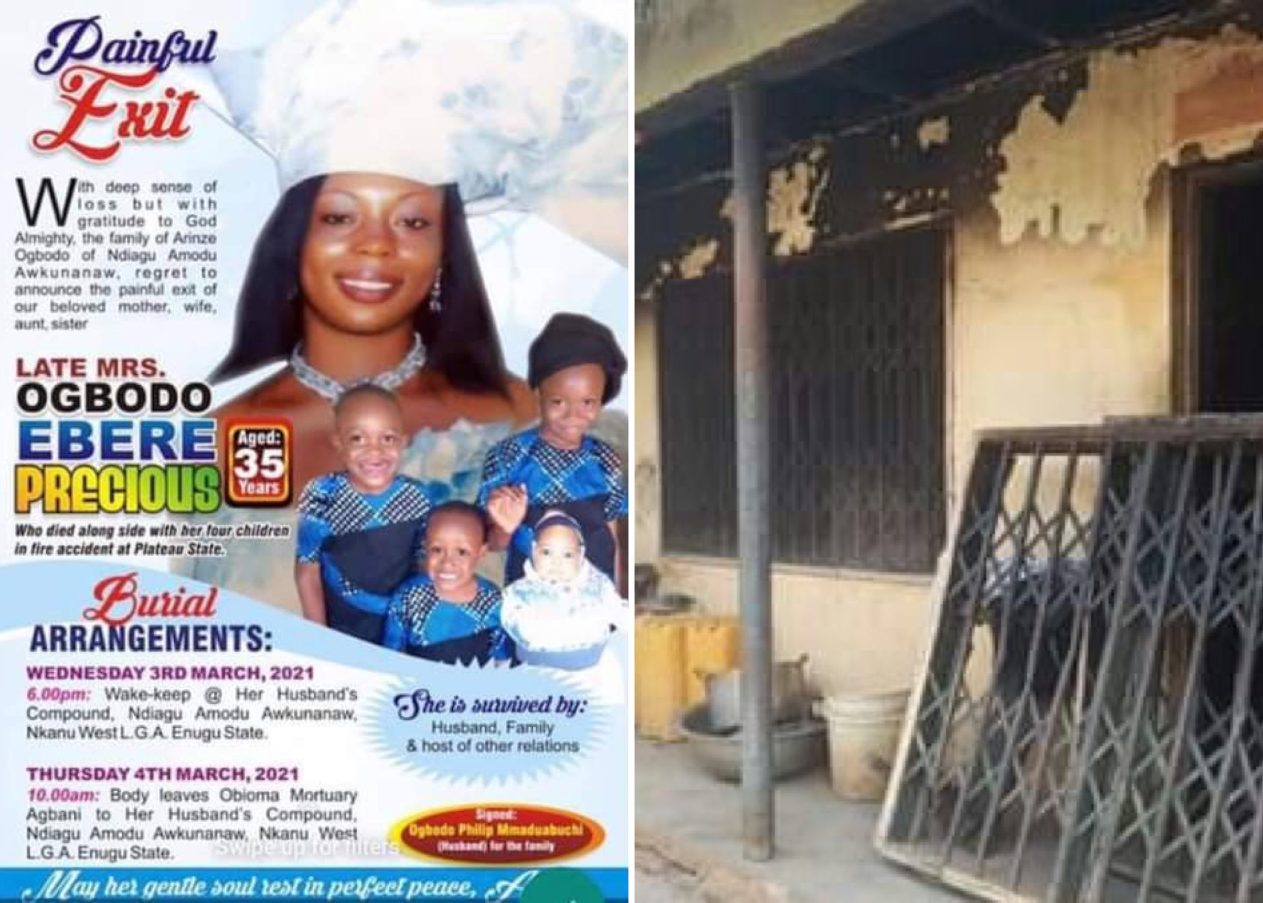 35-Year-Old Woman And Her Four Children Die In Jos House Fire