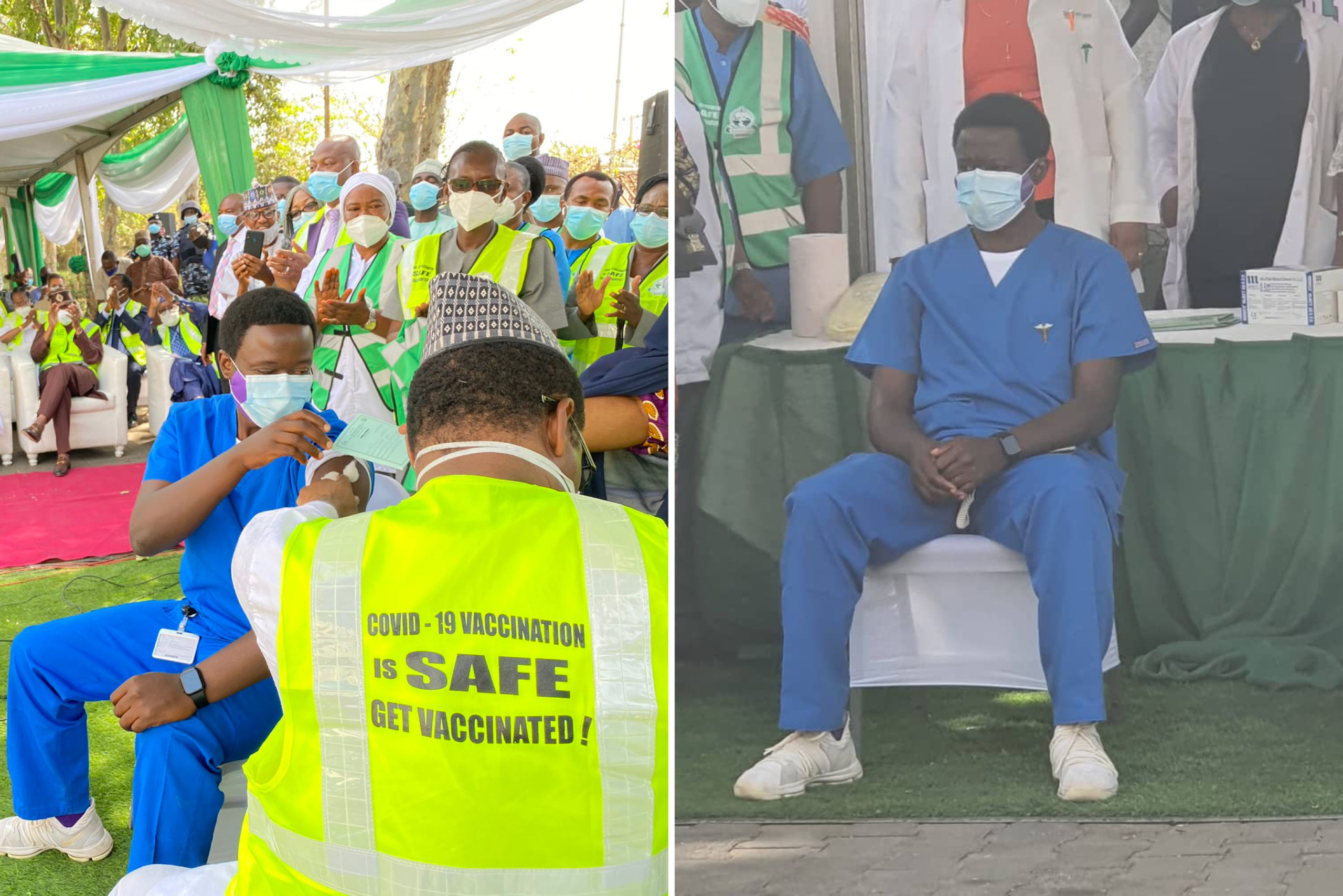 Nigeria Administers First Dose Of COVID-19 Vaccine On Frontliner Worker, Dr Cyprian Ibong