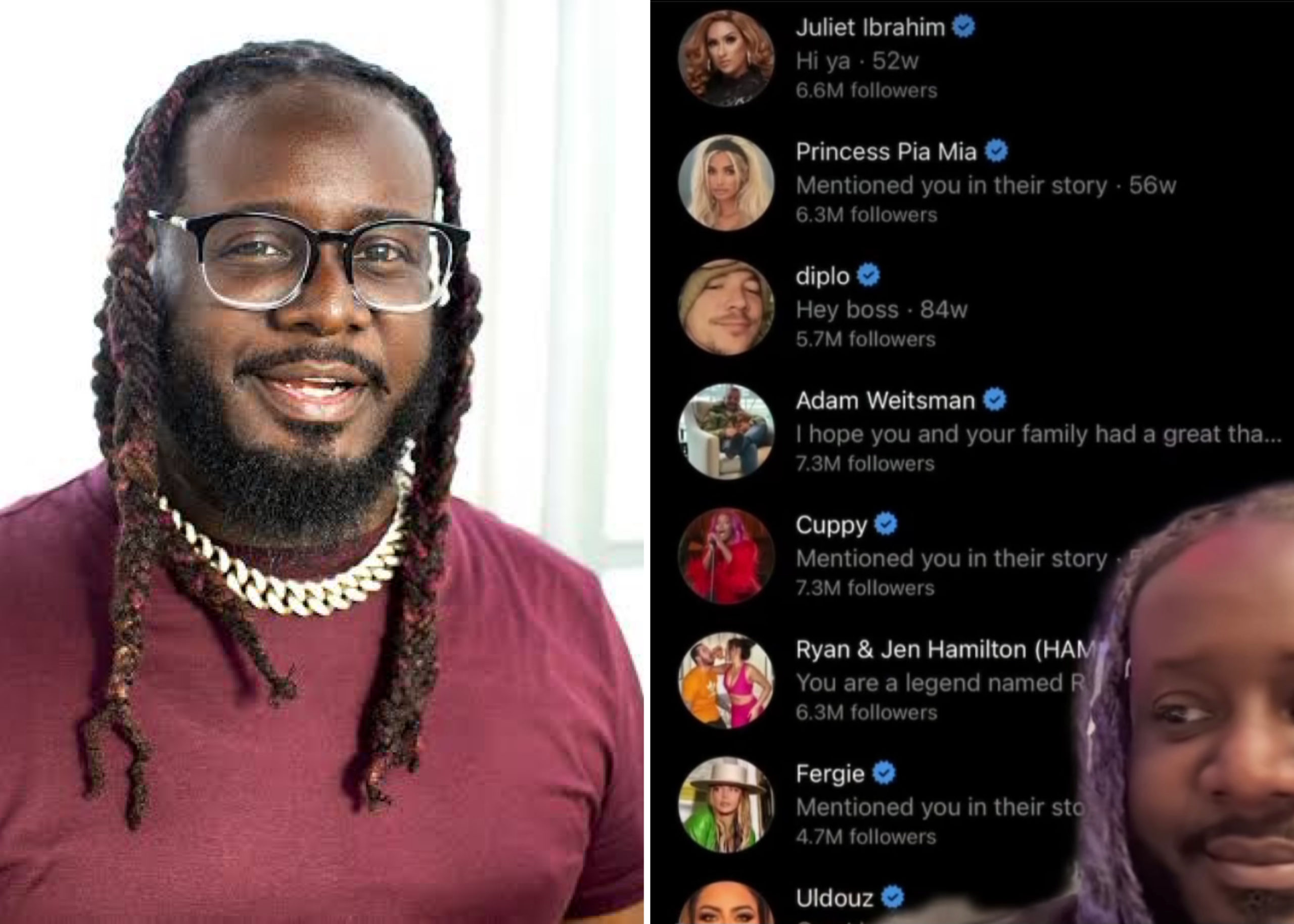 American Rapper, T-Pain Apologises To DJ Cuppy, Juliet Ibrahim, Other Celebrities Worldwide Whose Instagram DMs He Didn’t See In Over Two Years