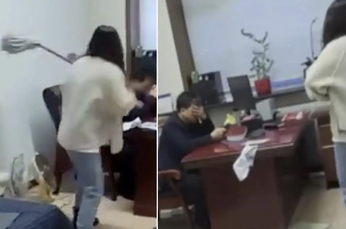 Chinese Woman Beats Up Boss With Mop For Sending Her Lewd Texts