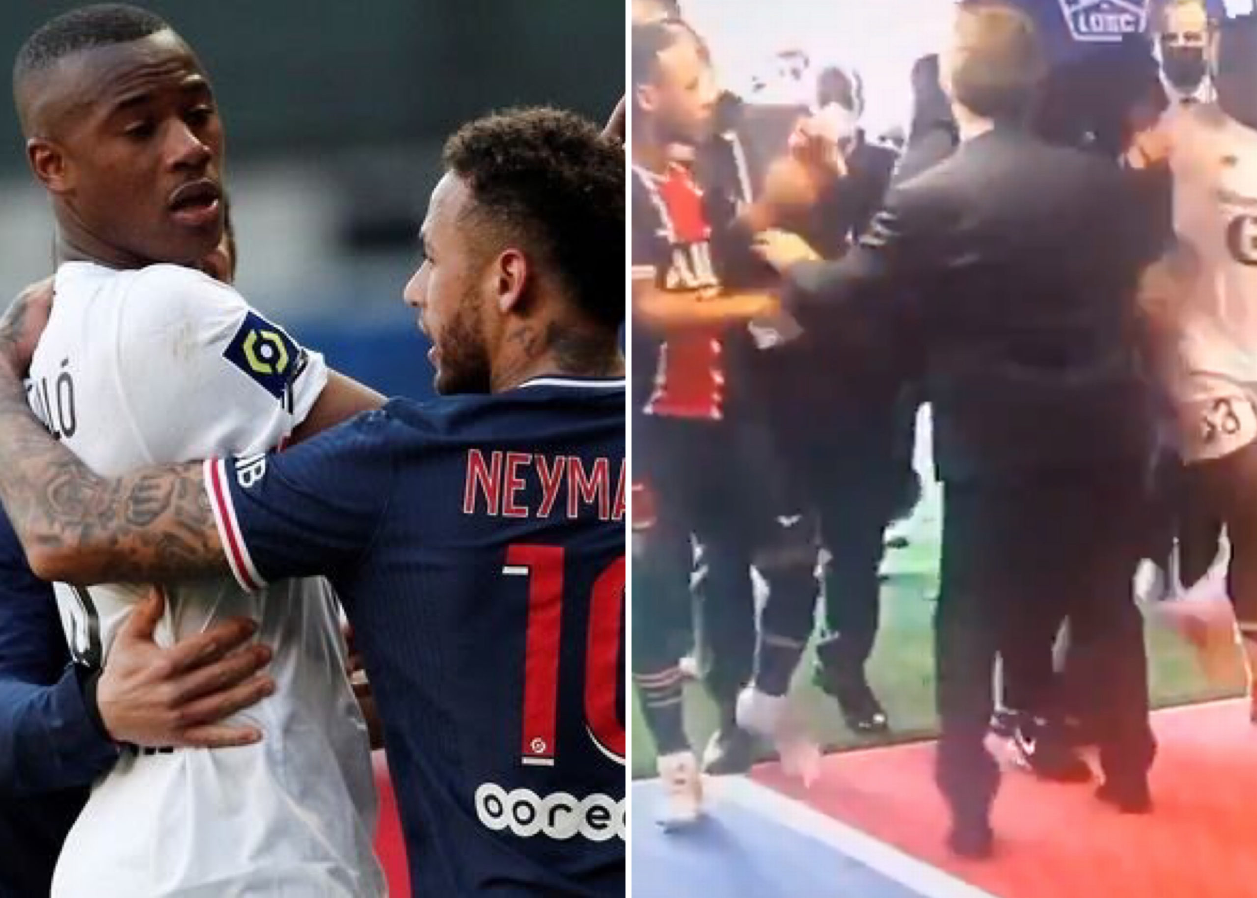 Neymar Clashes With Djalo In Tunnel After Red Card In PSG’s 1-0 Defeat To Lille
