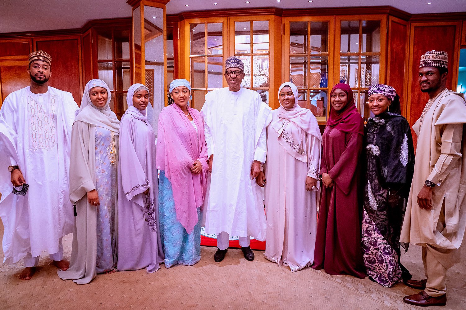 Photos: Buhari, Family Members Observe Eid-El-Fitr Prayers At Aso Rock