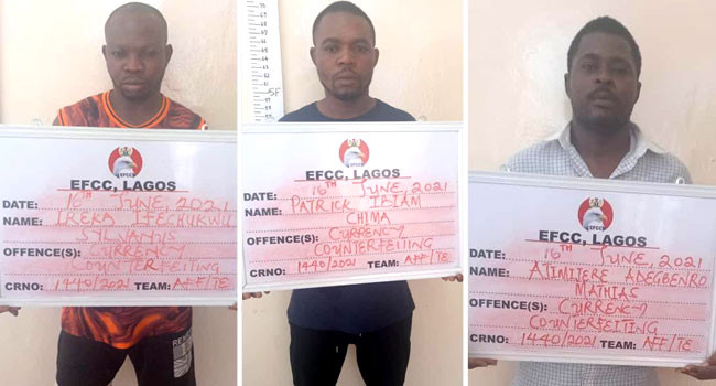 EFCC Arrests Three Men Over Alleged Currency Counterfeiting