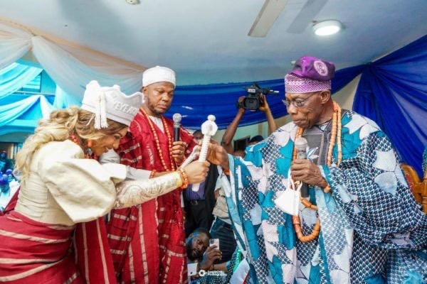 Obasanjo Turns Up As Media Personality, Stephanie Coker And Husband Bag Chieftaincy Titles In Ogun