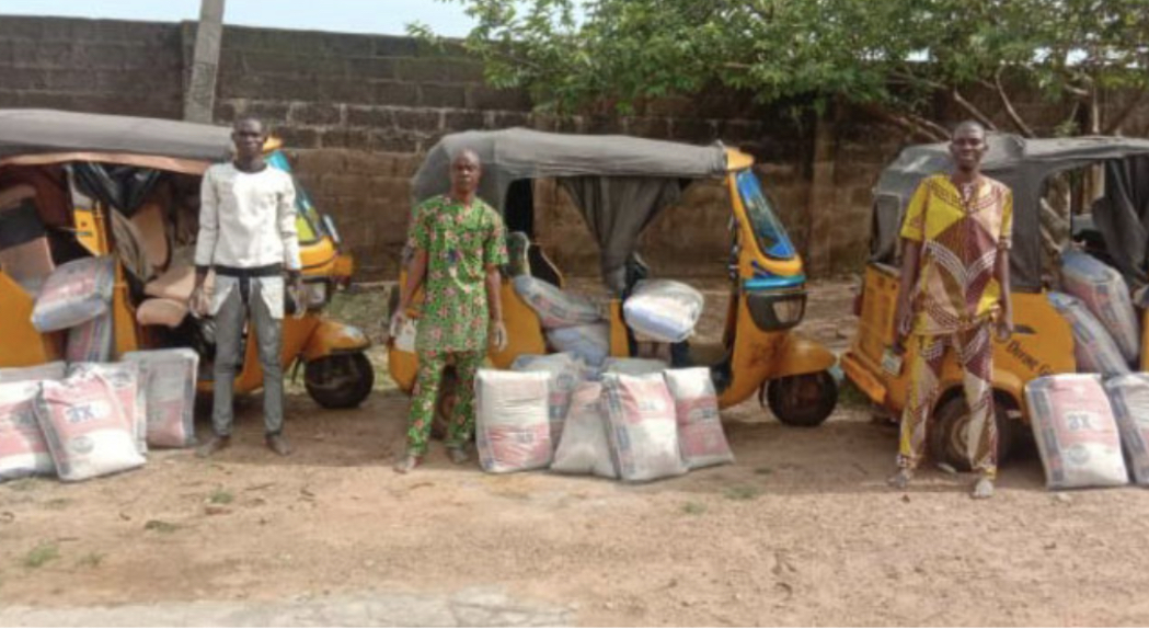 Three Tricycle Operators Arrested For Stealing 300 Bags Of Cement