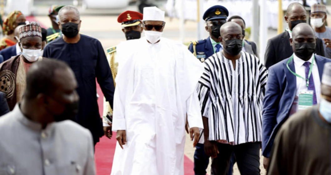 President Muhammadu Buhari arrives in Accra, Ghana for the 59th session of the ECOWAS Authority of Heads of State and Government. PHOTO CREDIT:Ministry of Information – Ghana