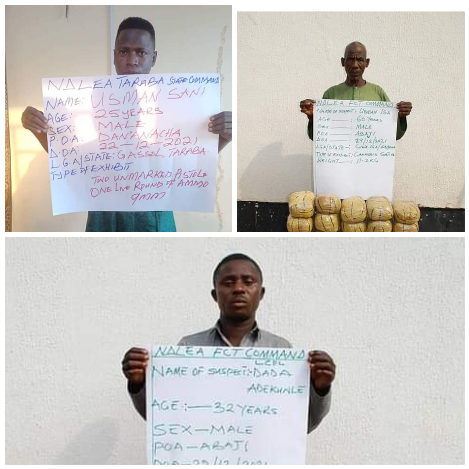 Three Fake Security Agents, Others Arrested With 427kg Drugs In Borno, Abuja