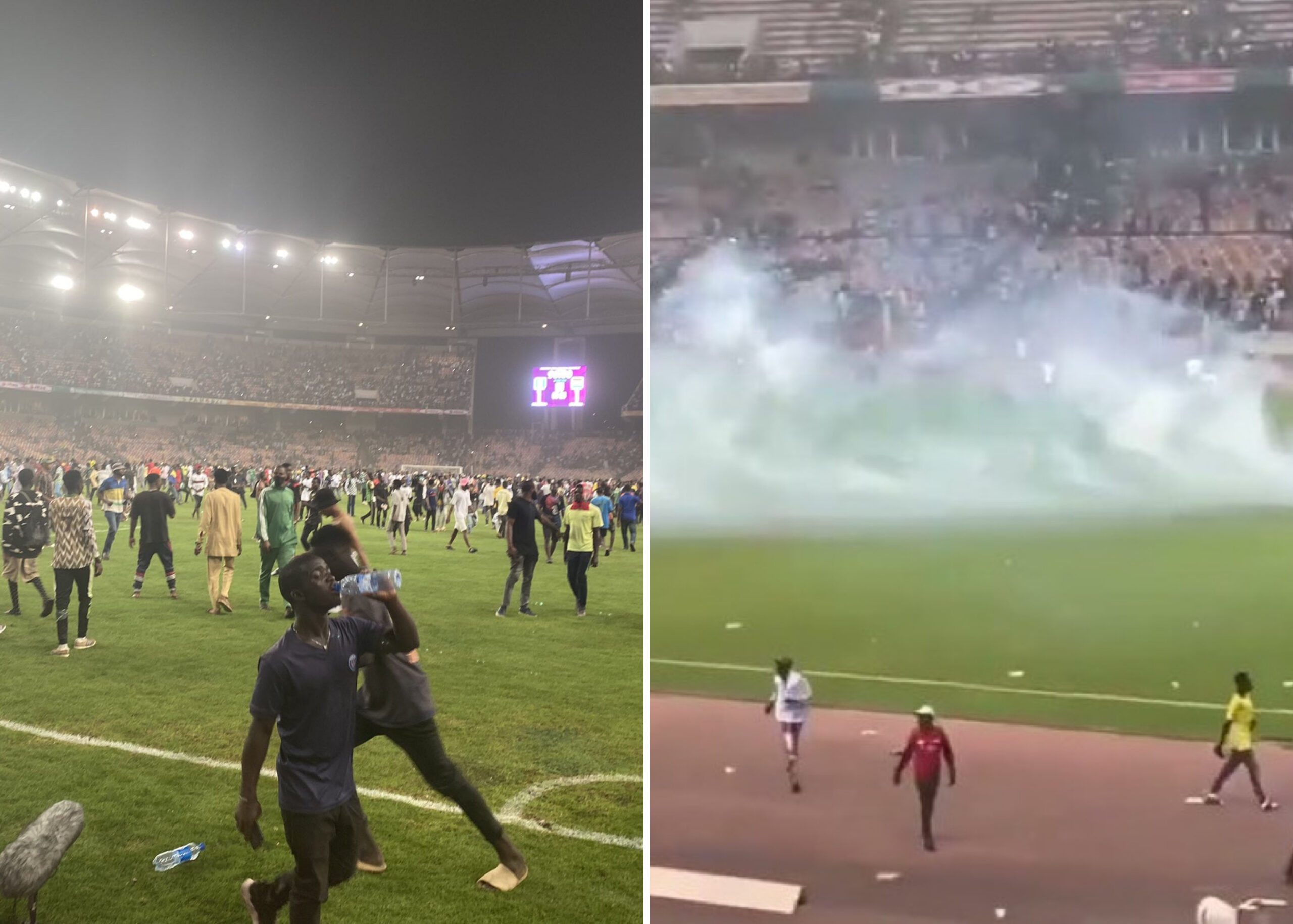 Pandemonium As Angry Fans Invade Pitch After Nigeria Lose To Ghana In World Cup Qualifiers