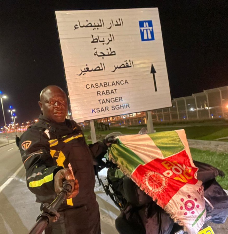 Nigerian Adventurer Riding Bike From London To Lagos Arrives Africa After 5 Days