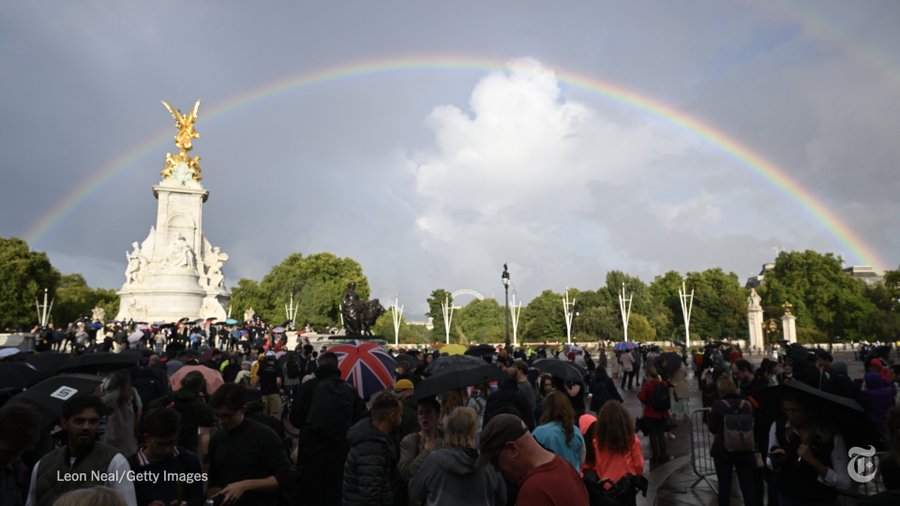 Queen Elizabeth II, Double Rainbow At Buckingham Palace Courtesy New York Times